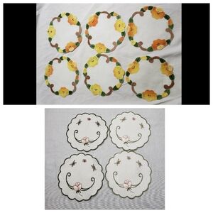 Floral Fabric Drink Coasters Embroidery